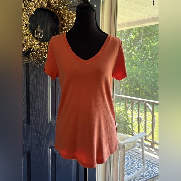 J. Jill Women's V-Neck Peach Top size S 100% Pima Cotton - Picture 1 of 9